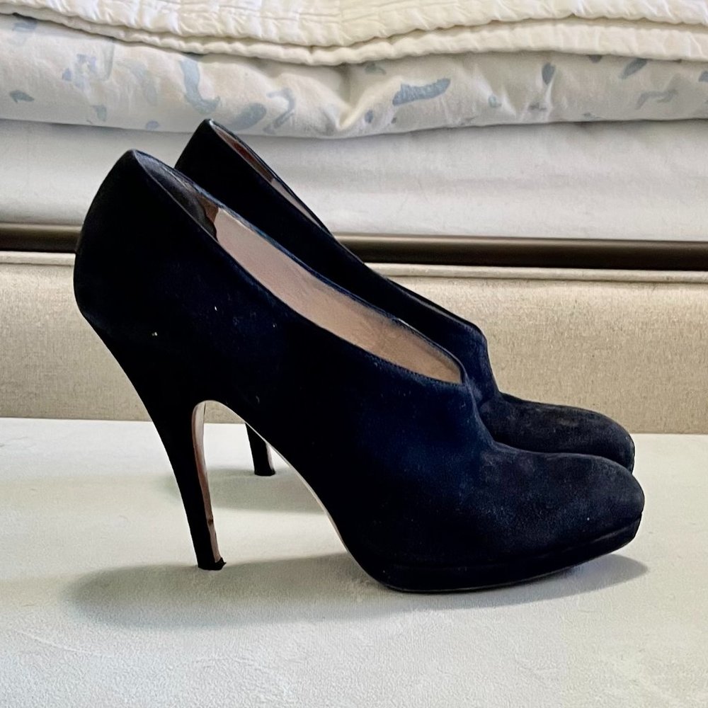 PRADA Black Suede Booties